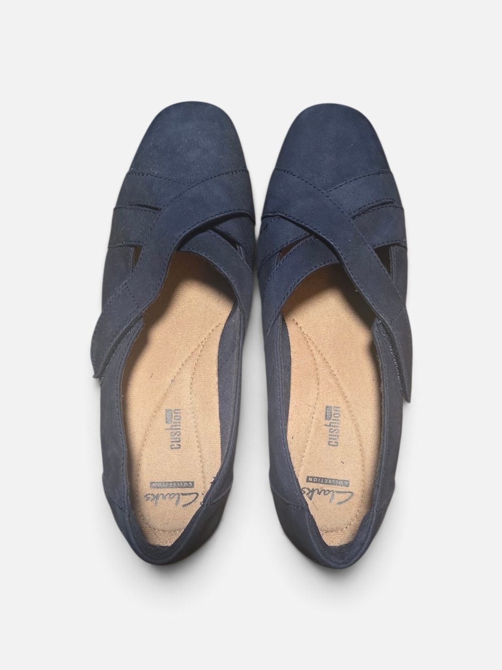 Clarks Collection Women Haydn Opal Loafer Shoes Navy Leather Slip On Size 10W